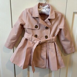 Tahari Light Pink Kids Raincoat with Belt